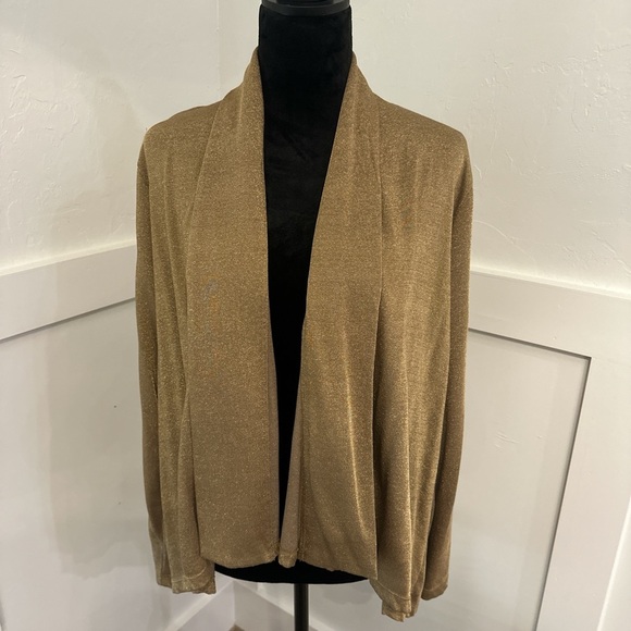 Ralph Lauren Gold Cardigan Sweater with Ribbed Knit - Picture 1 of 4